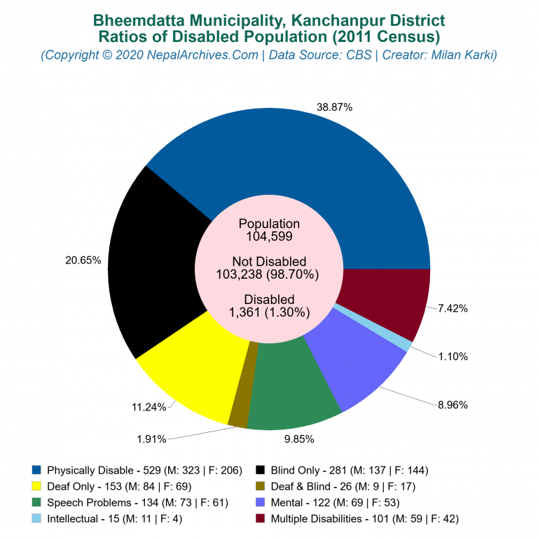 Disabled Population Charts of Bheemdatta Municipality