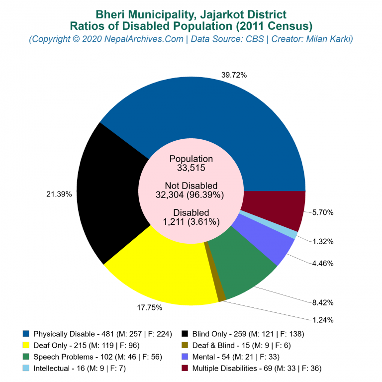 Disabled Population Charts of Bheri Municipality