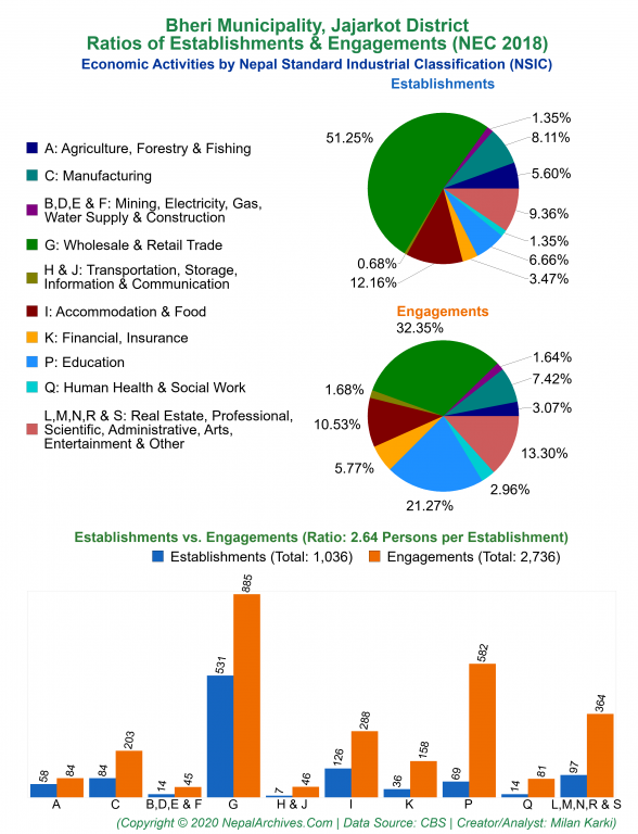 Economic Activities by NSIC Charts of Bheri Municipality