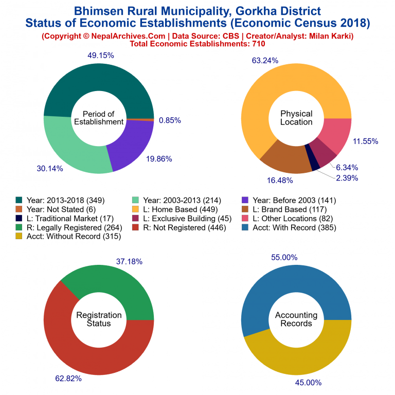 NEC 2018 Economic Establishments Charts of Bhimsen Rural Municipality
