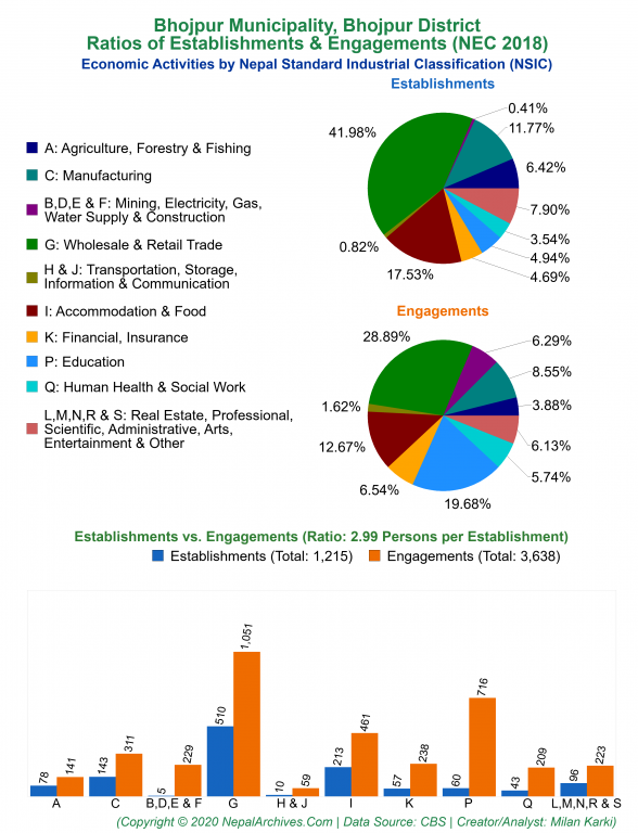 Economic Activities by NSIC Charts of Bhojpur Municipality