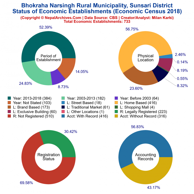 NEC 2018 Economic Establishments Charts of Bhokraha Narsingh Rural Municipality