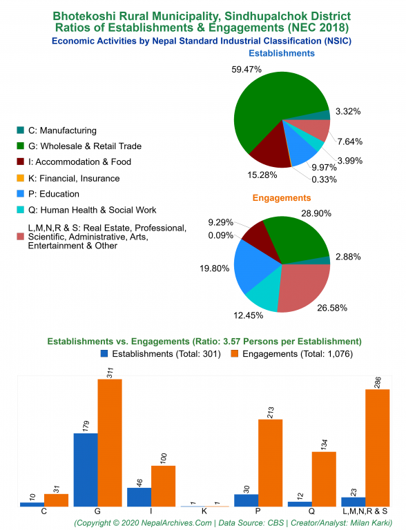 Economic Activities by NSIC Charts of Bhotekoshi Rural Municipality
