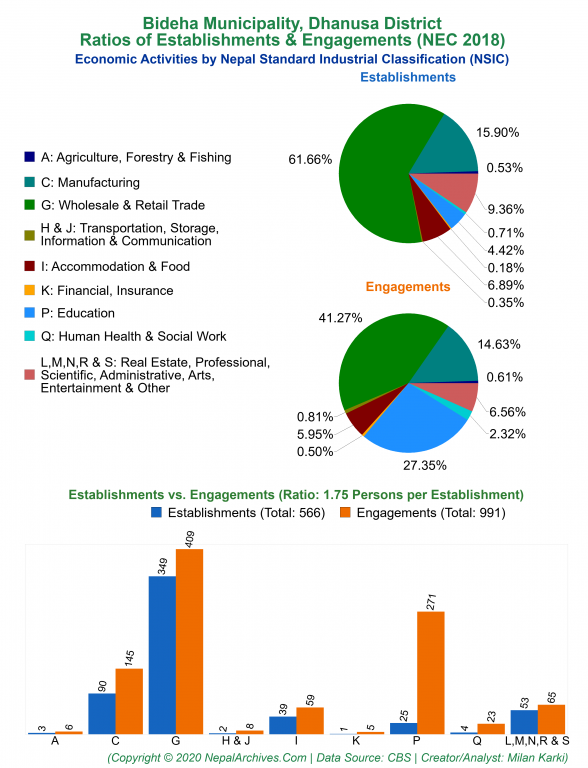 Economic Activities by NSIC Charts of Bideha Municipality