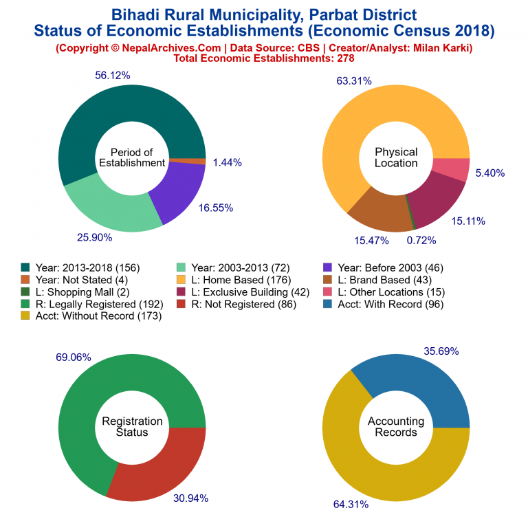 NEC 2018 Economic Establishments Charts of Bihadi Rural Municipality