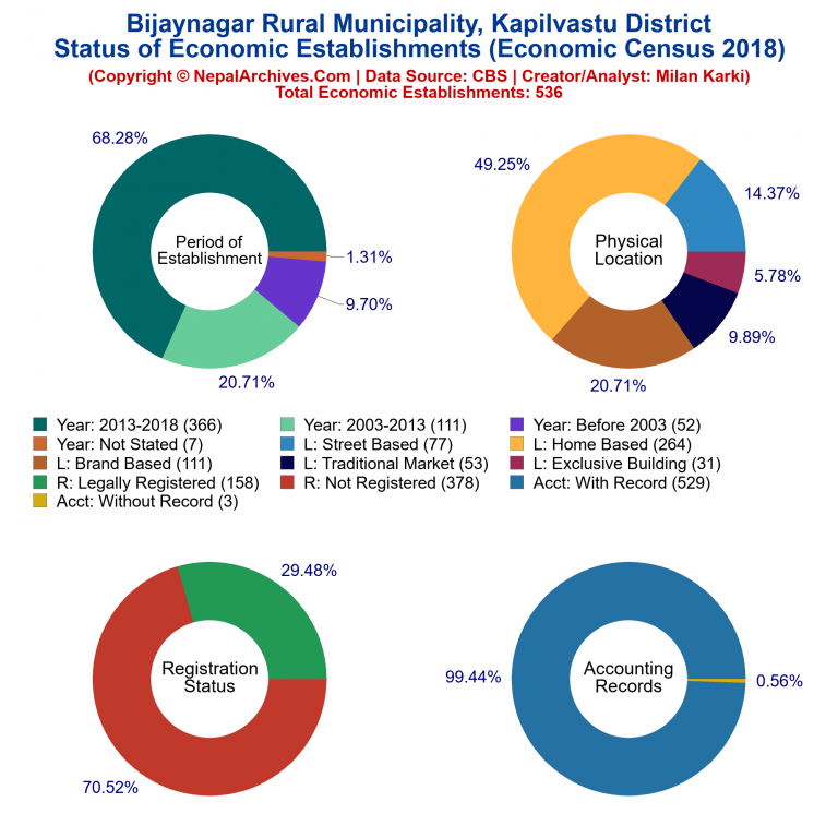 NEC 2018 Economic Establishments Charts of Bijaynagar Rural Municipality