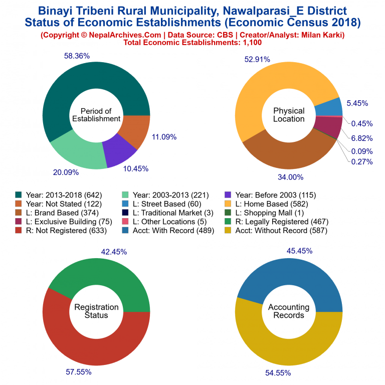 NEC 2018 Economic Establishments Charts of Binayi Tribeni Rural Municipality