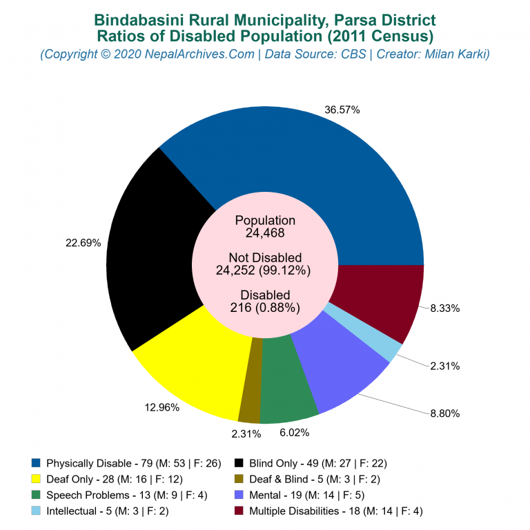 Disabled Population Charts of Bindabasini Rural Municipality