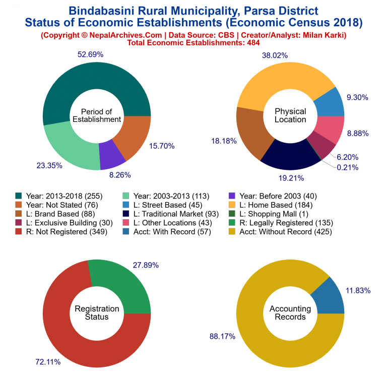 NEC 2018 Economic Establishments Charts of Bindabasini Rural Municipality