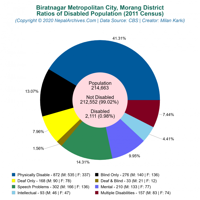 Disabled Population Charts of Biratnagar Metropolitan City