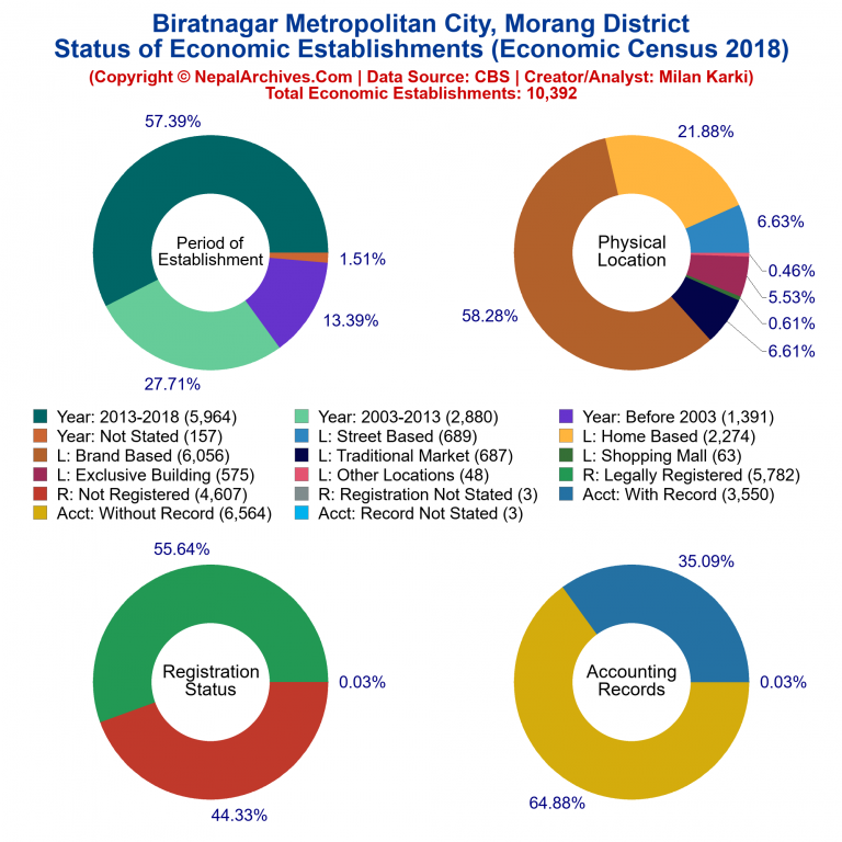 NEC 2018 Economic Establishments Charts of Biratnagar Metropolitan City