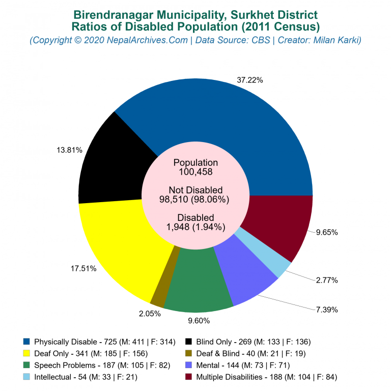 Disabled Population Charts of Birendranagar Municipality