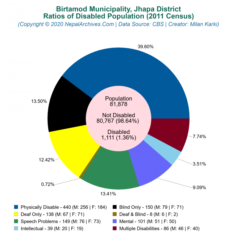 Disabled Population Charts of Birtamod Municipality