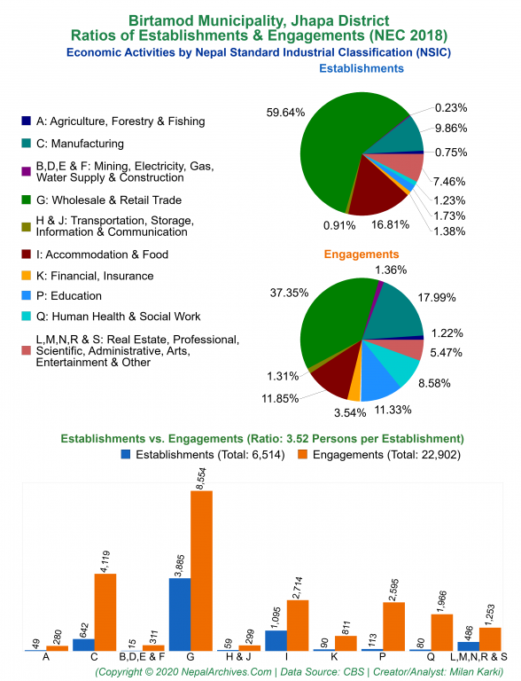 Economic Activities by NSIC Charts of Birtamod Municipality