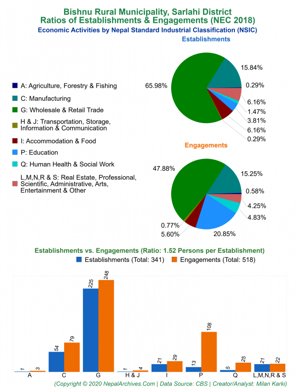 Economic Activities by NSIC Charts of Bishnu Rural Municipality