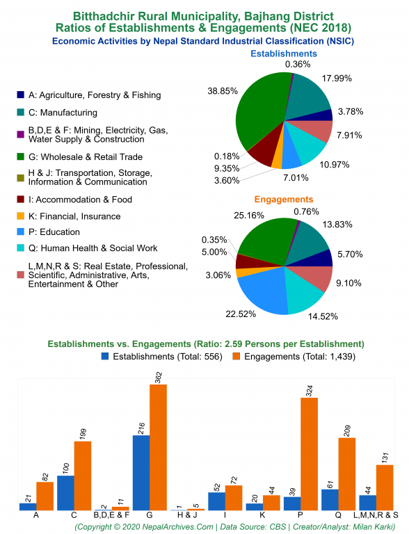 Economic Activities by NSIC Charts of Bitthadchir Rural Municipality