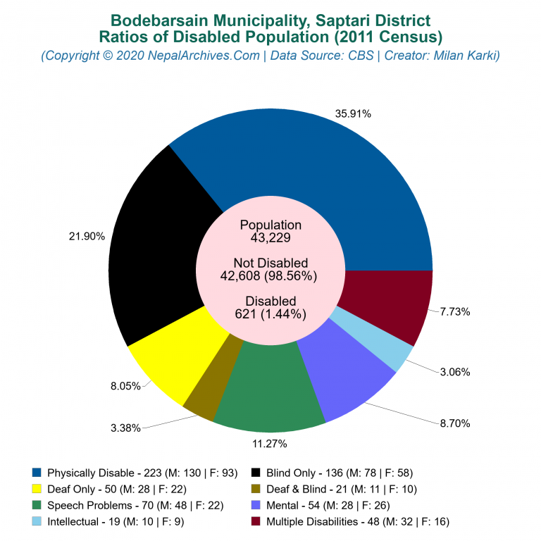 Disabled Population Charts of Bodebarsain Municipality