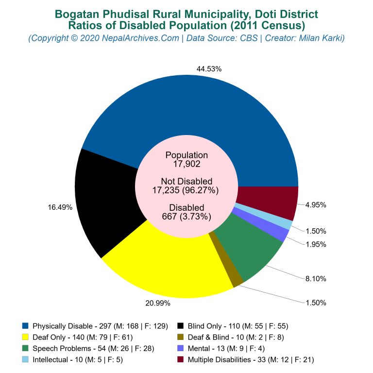 Disabled Population Charts of Bogatan Phudisal Rural Municipality