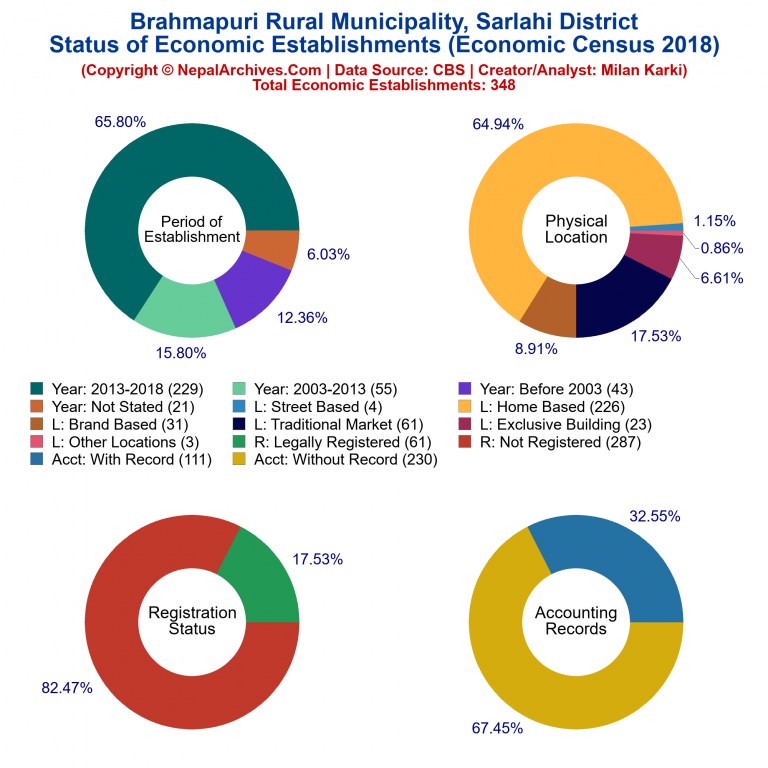 NEC 2018 Economic Establishments Charts of Brahmapuri Rural Municipality