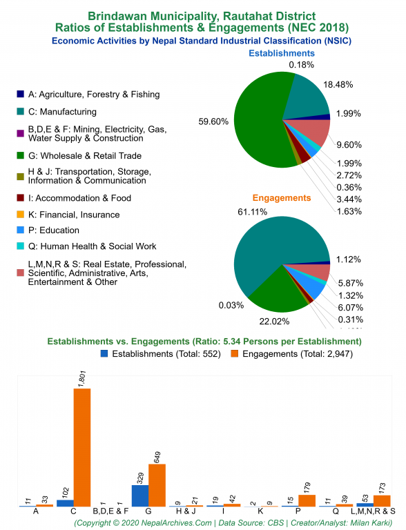 Economic Activities by NSIC Charts of Brindawan Municipality