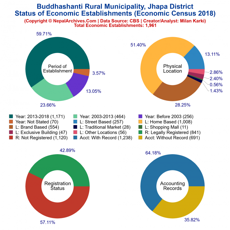 NEC 2018 Economic Establishments Charts of Buddhashanti Rural Municipality