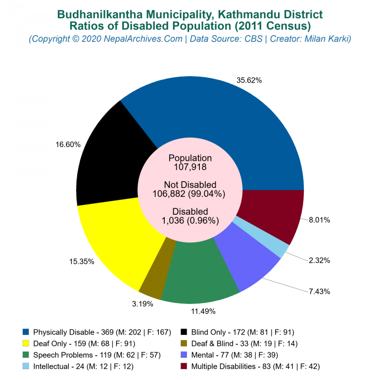 Disabled Population Charts of Budhanilkantha Municipality