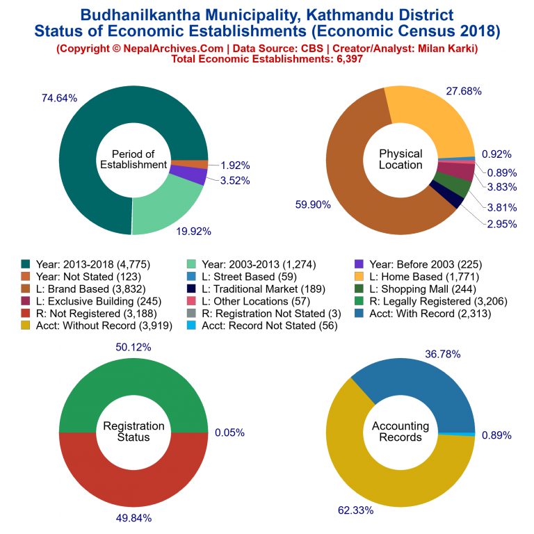 NEC 2018 Economic Establishments Charts of Budhanilkantha Municipality