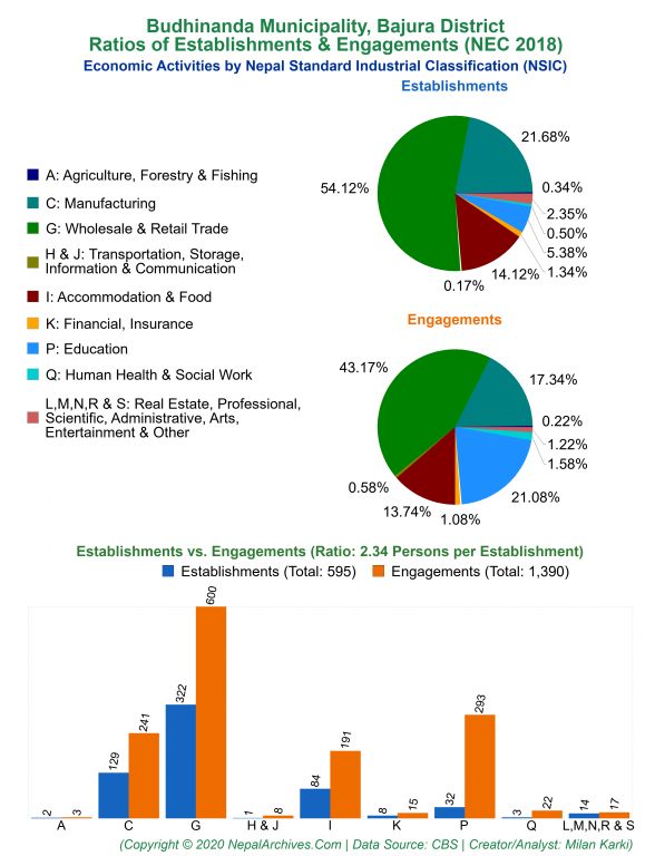 Economic Activities by NSIC Charts of Budhinanda Municipality