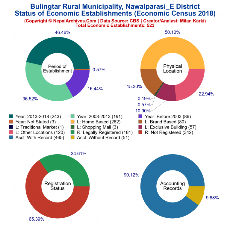 NEC 2018 Economic Establishments Charts of Bulingtar Rural Municipality