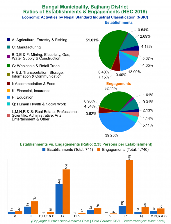 Economic Activities by NSIC Charts of Bungal Municipality