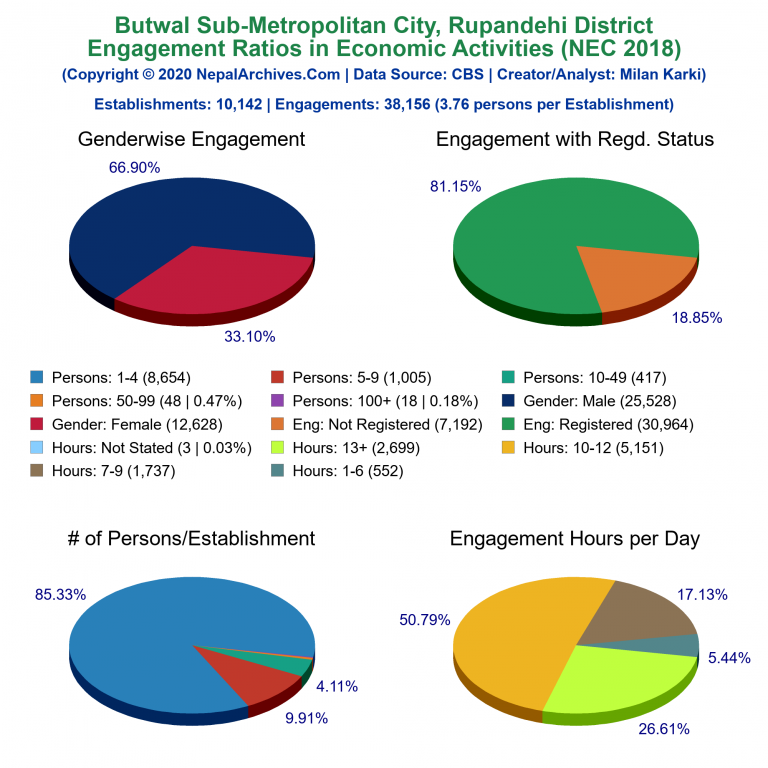 NEC 2018 Economic Engagements Charts of Butwal Sub-Metropolitan City