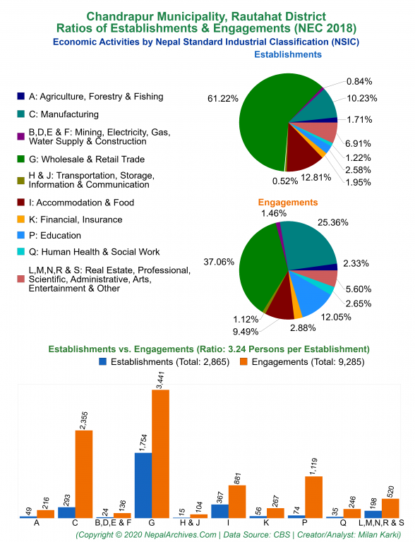 Economic Activities by NSIC Charts of Chandrapur Municipality