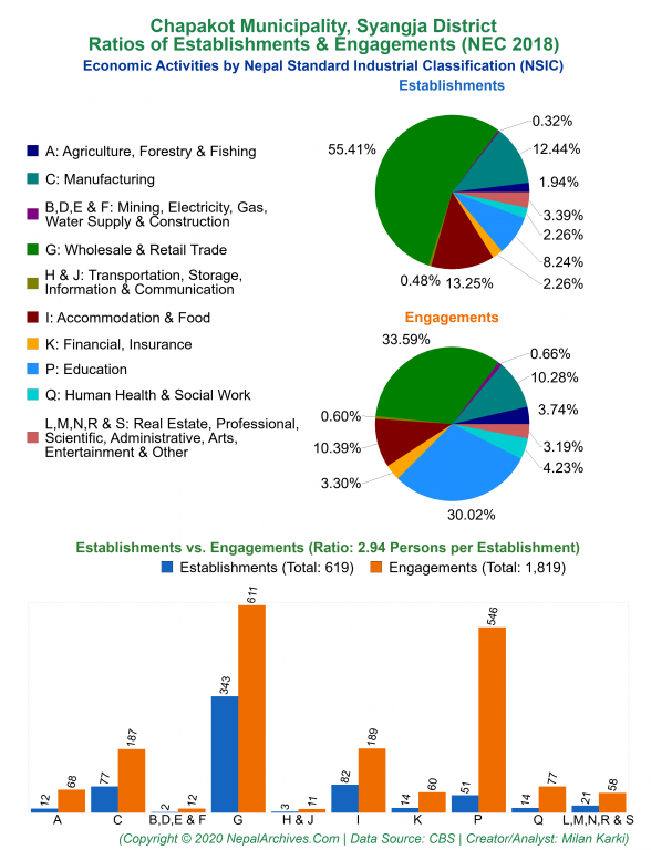 Economic Activities by NSIC Charts of Chapakot Municipality