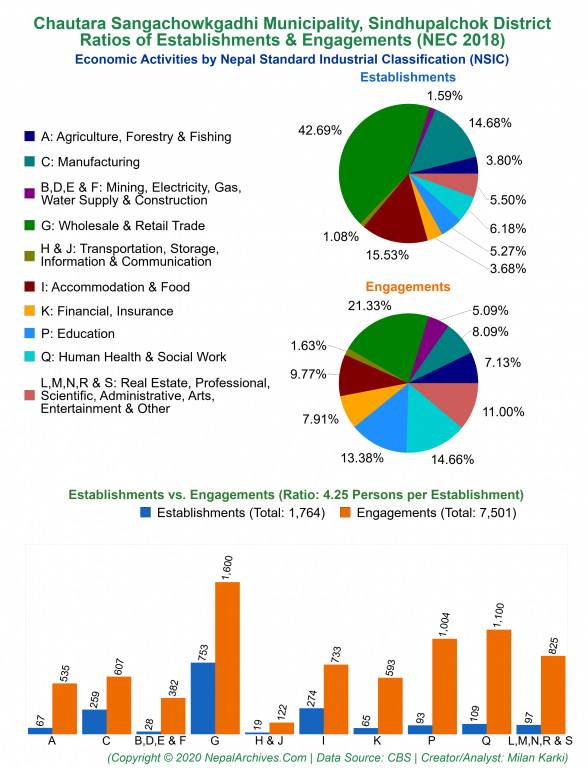 Economic Activities by NSIC Charts of Chautara Sangachowkgadhi Municipality