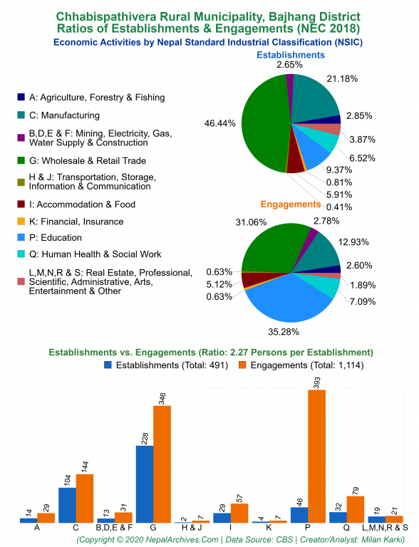 Economic Activities by NSIC Charts of Chhabispathivera Rural Municipality