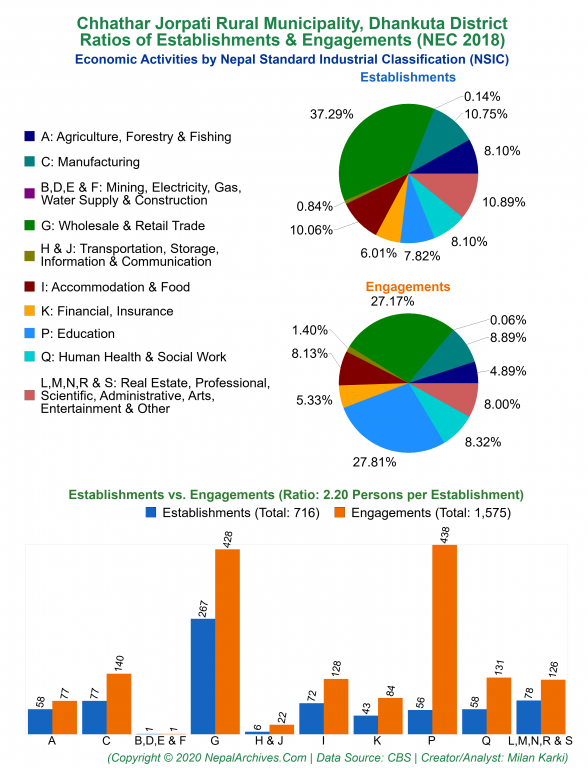 Economic Activities by NSIC Charts of Chhathar Jorpati Rural Municipality