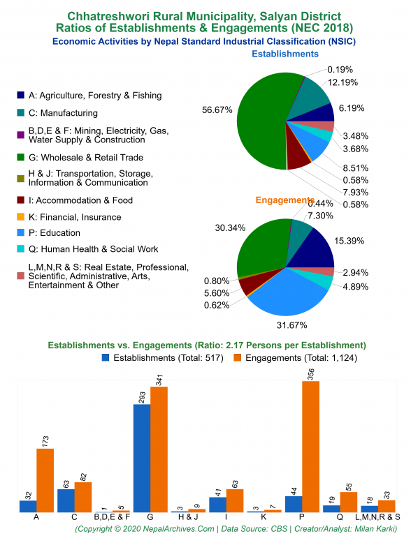 Economic Activities by NSIC Charts of Chhatreshwori Rural Municipality