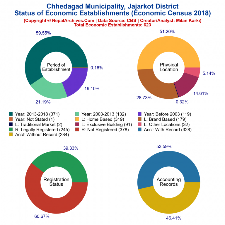 NEC 2018 Economic Establishments Charts of Chhedagad Municipality