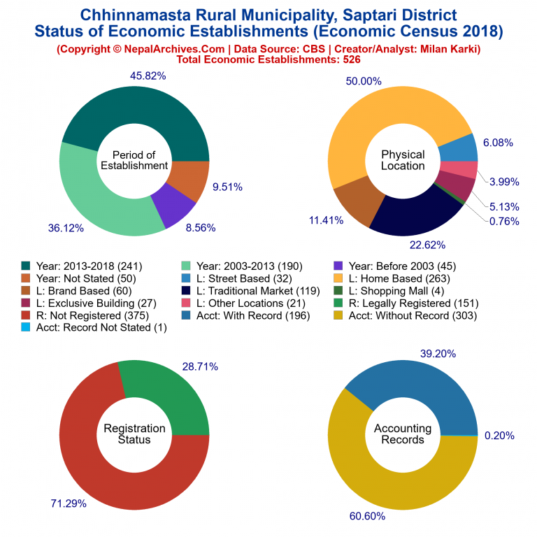 NEC 2018 Economic Establishments Charts of Chhinnamasta Rural Municipality