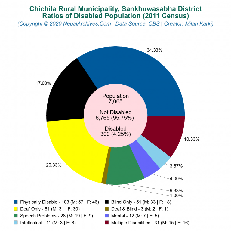 Disabled Population Charts of Chichila Rural Municipality