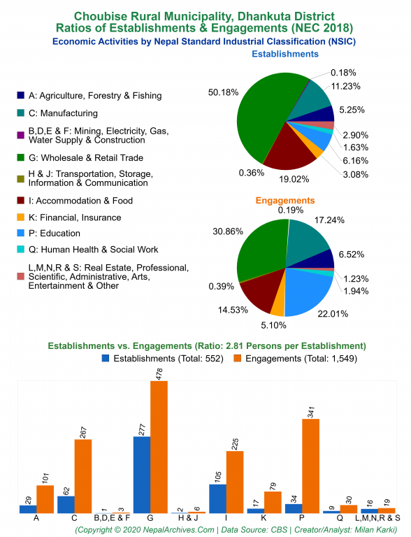 Economic Activities by NSIC Charts of Choubise Rural Municipality