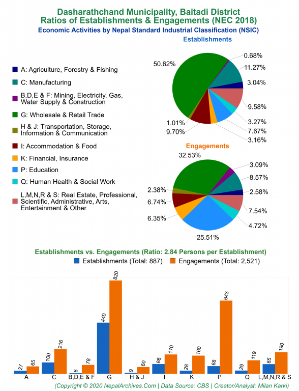 Economic Activities by NSIC Charts of Dasharathchand Municipality