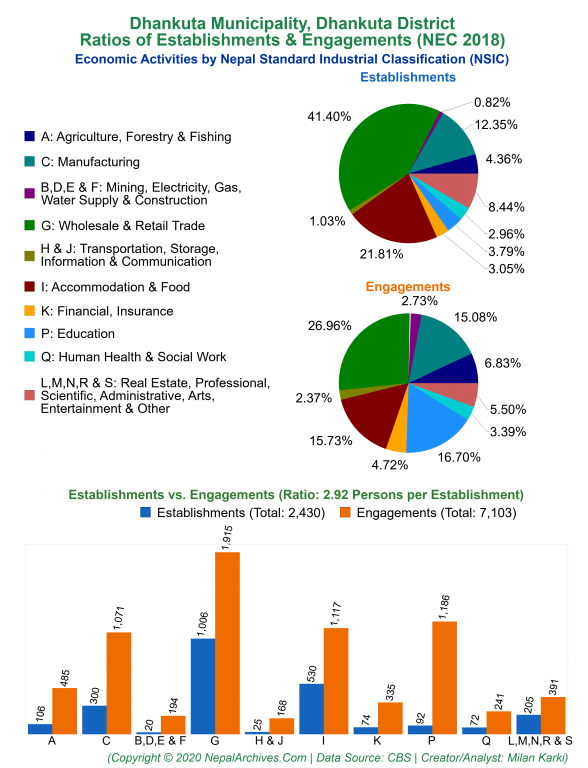 Economic Activities by NSIC Charts of Dhankuta Municipality