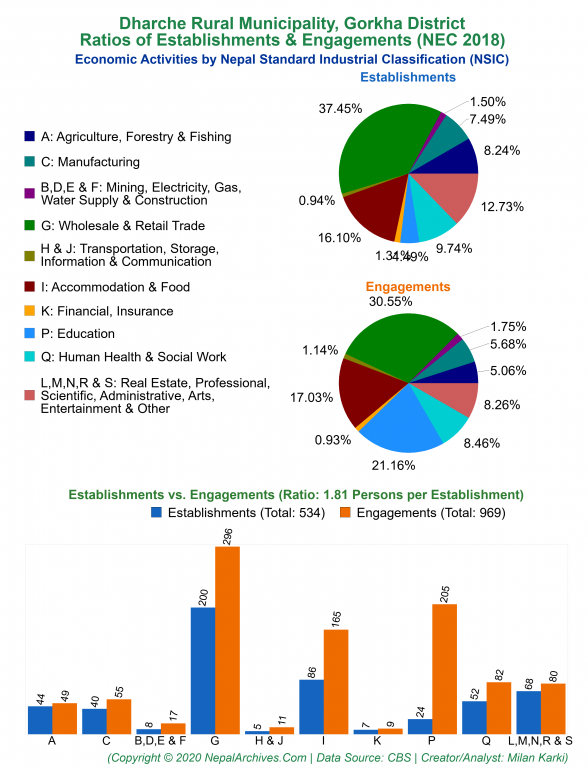 Economic Activities by NSIC Charts of Dharche Rural Municipality