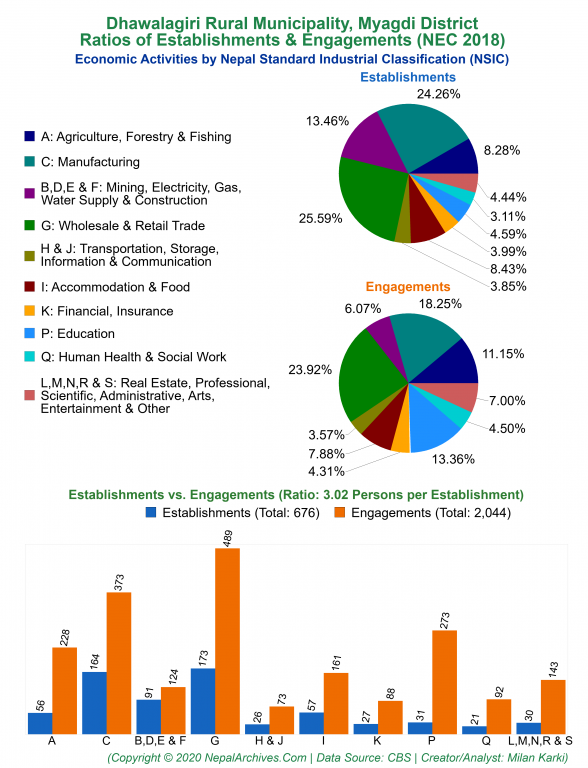 Economic Activities by NSIC Charts of Dhawalagiri Rural Municipality