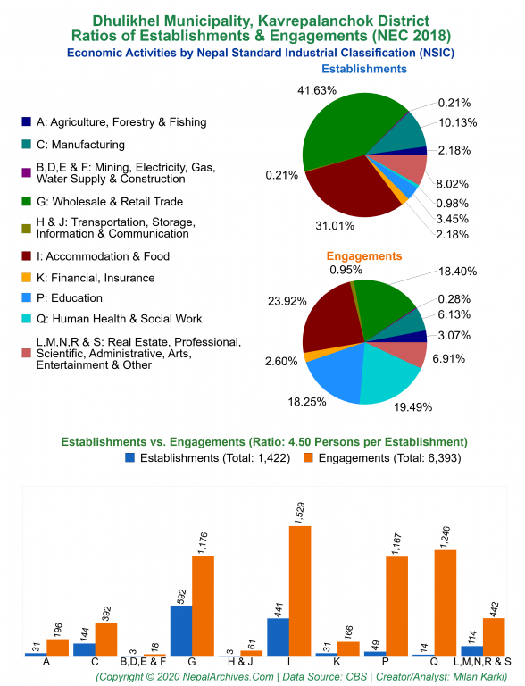 Economic Activities by NSIC Charts of Dhulikhel Municipality