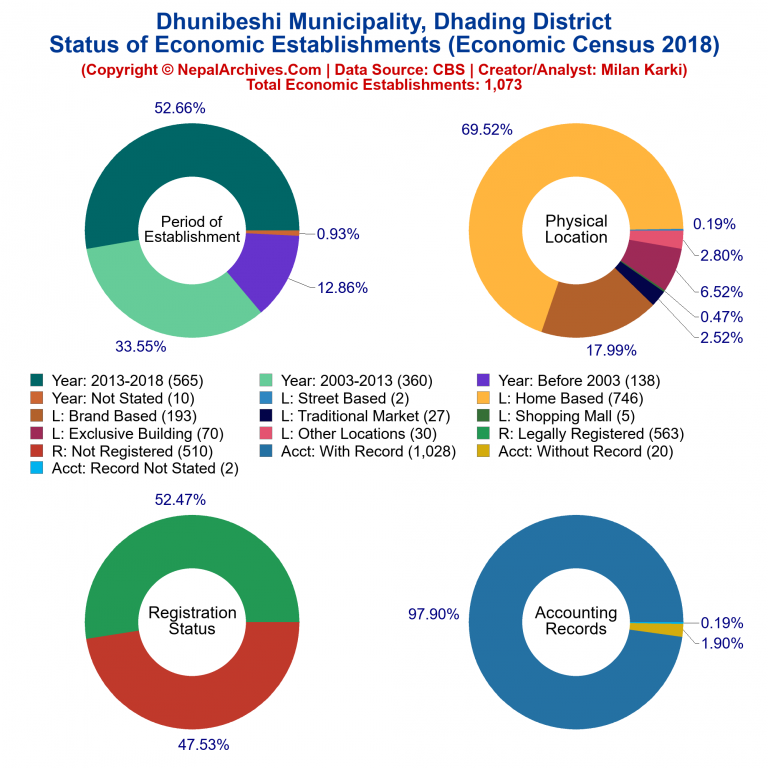 NEC 2018 Economic Establishments Charts of Dhunibeshi Municipality