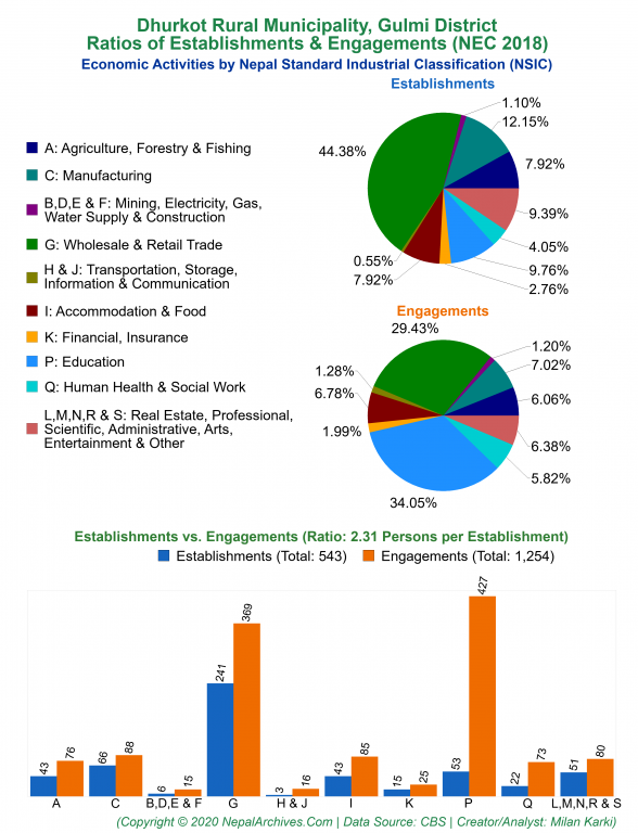 Economic Activities by NSIC Charts of Dhurkot Rural Municipality