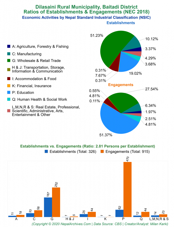 Economic Activities by NSIC Charts of Dilasaini Rural Municipality