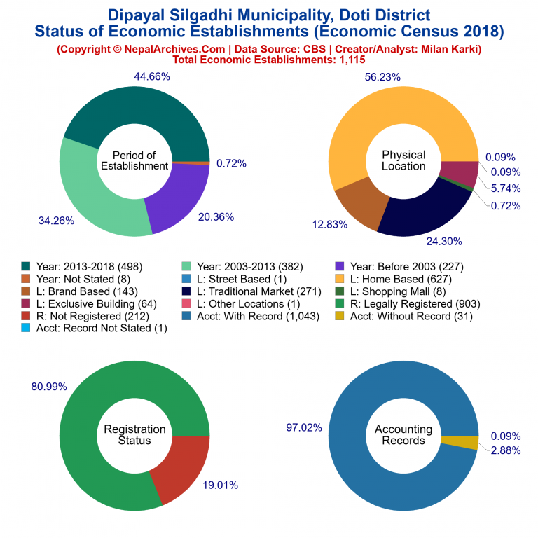 NEC 2018 Economic Establishments Charts of Dipayal Silgadhi Municipality